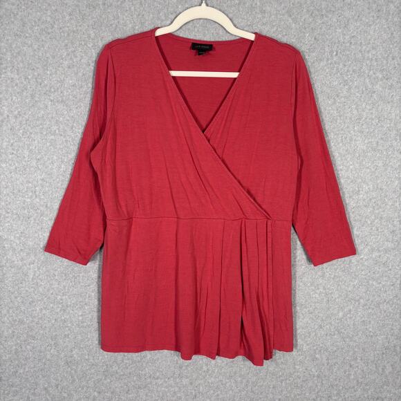 J Jill Tunic Top Medium Coral Wrap Wearever Collection Stretch Soft Flowy Blouse - Picture 2 of 11